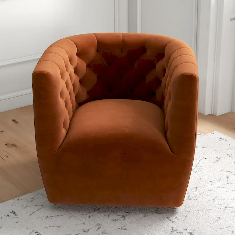 Mid-Century Modern Furniture Comfy Velvet Swivel Accent Chair