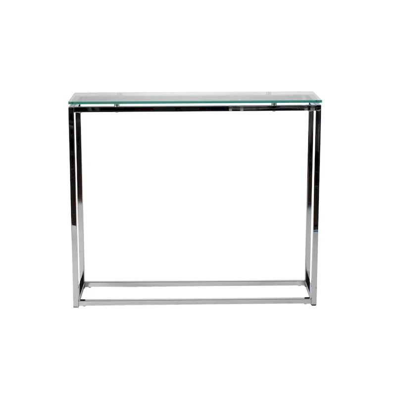 HomeRoots 36 Clear and Silver Glass Sled Console Table
