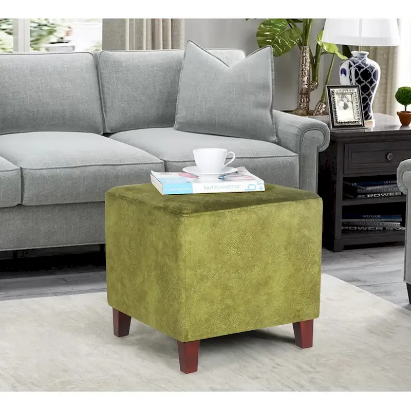 Adeco Square Ottoman Footrest Stool Small Fabric Bench Seat