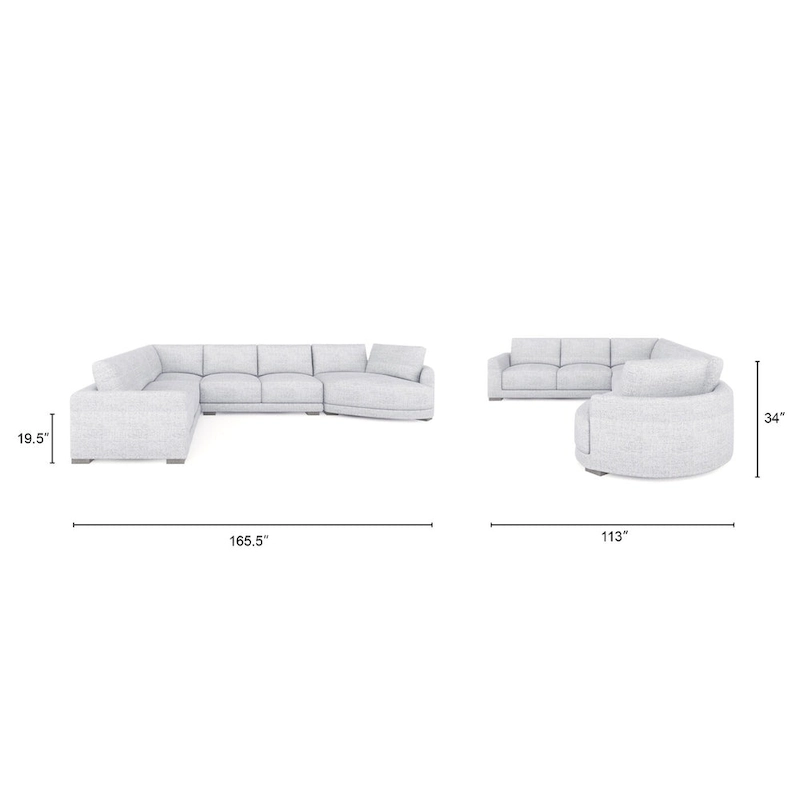 Laguna 165.5 L-Shape Modular Sectional Sofa with Chaise Lounge