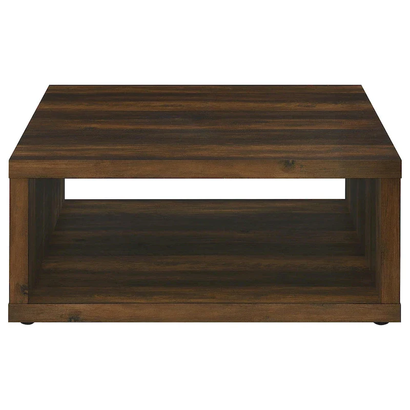 Rizz Coffee Table, Square Cube Design Open Shelf, 36 Inch Dark Brown