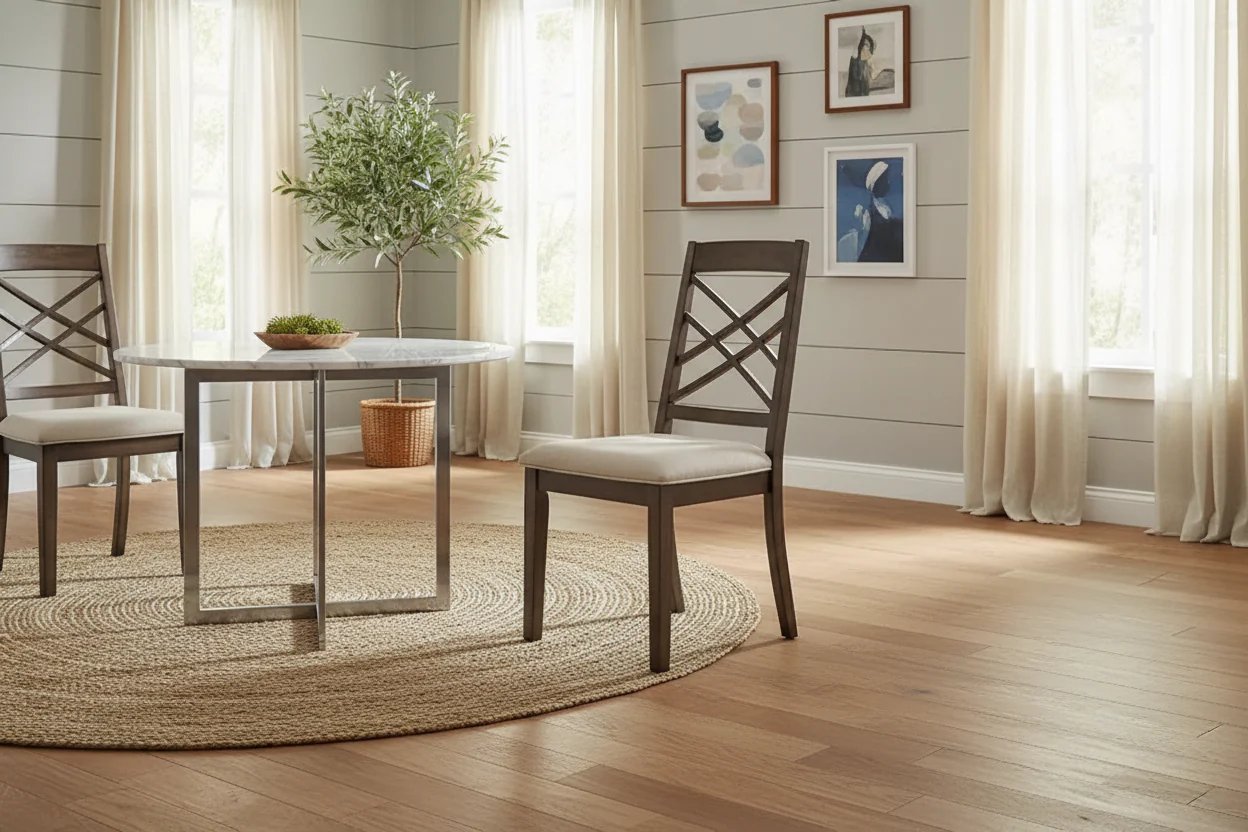 Espresso Finish Upholstered Dining Chairs with Lattice Back - Set of 2