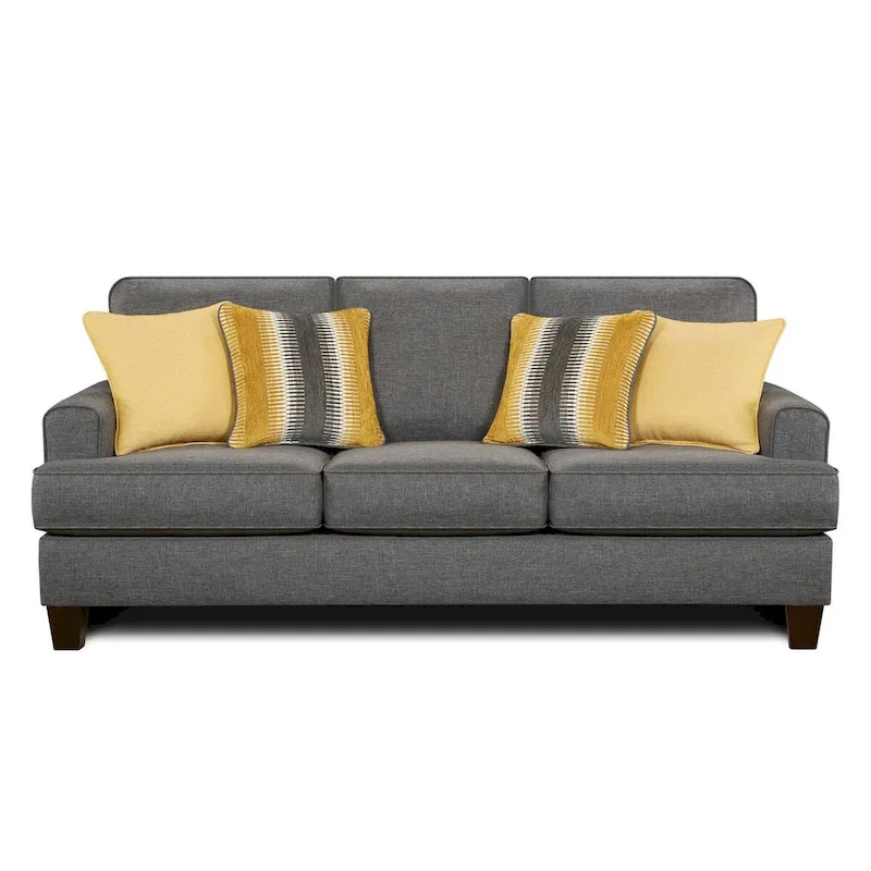 Gray Queen Sleeper Sofa with Accent Pillows