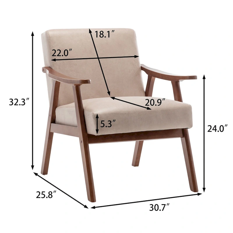 Extra-Thick Backrest Accent Chair with Solid Wood Frame