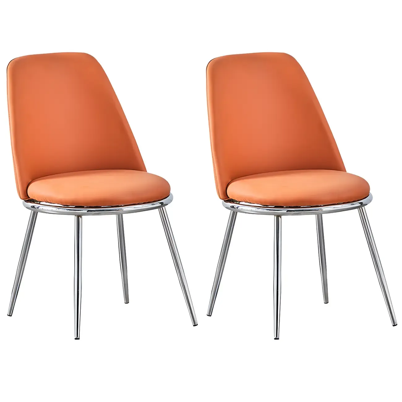 Glam Scandinavian Leather Armless Dining Chairs Metal Frame