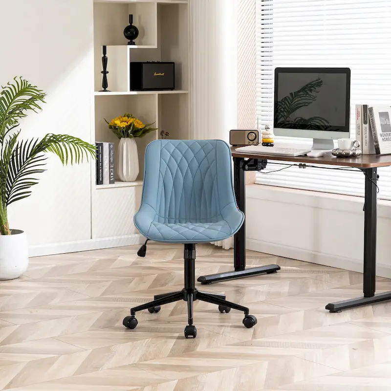 Armless Home Office Desk Chairs with Wheels Rolling Task Chair