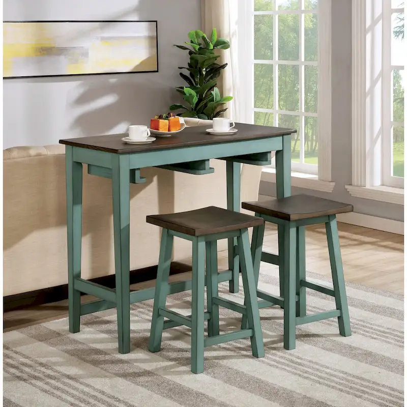 Flaros Transitional Solid Wood 3-Piece Bar Table Set by Furniture of America