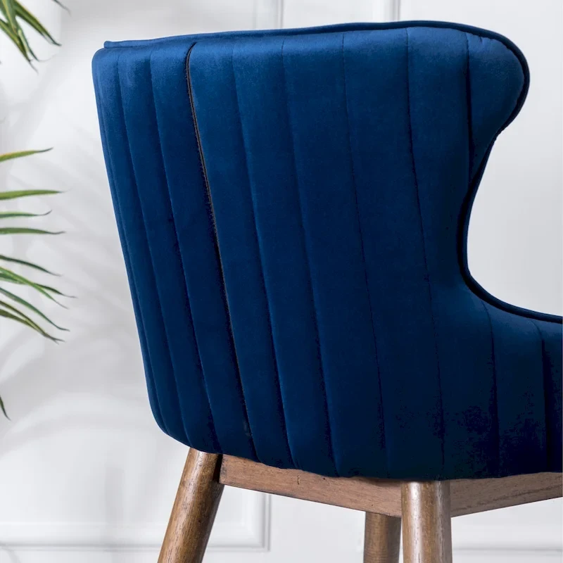 Roundhill Furniture Leland Fabric Upholstered Wingback Bar Stools (Set of 2)