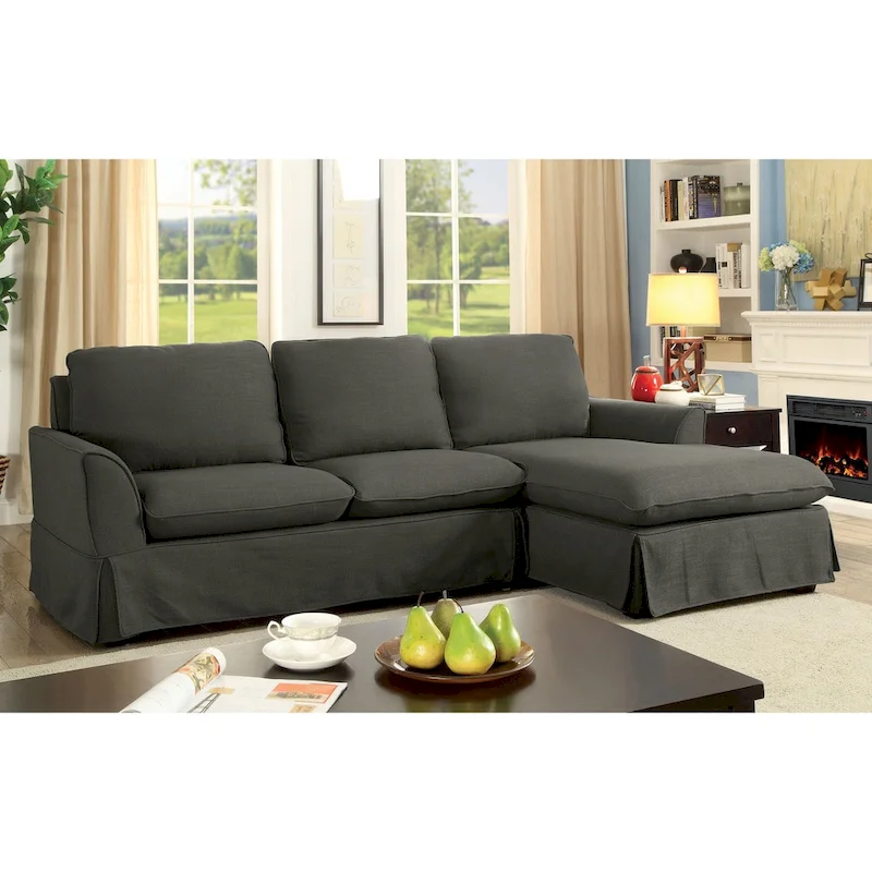 Gami Transitional Linen Fabric Skirted Sectional by Furniture of America