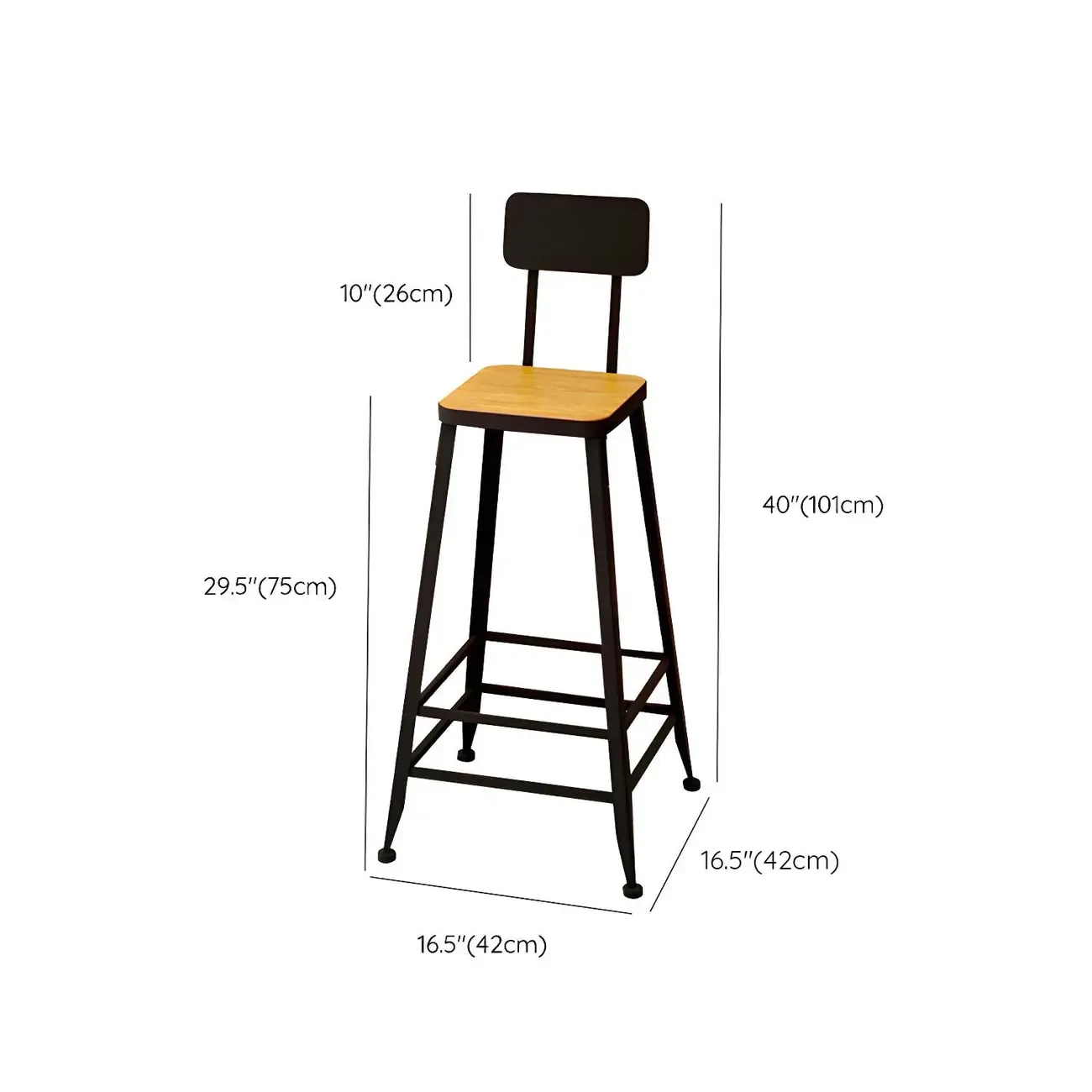Saddle Wood Backless Bar Stools Metal Frame