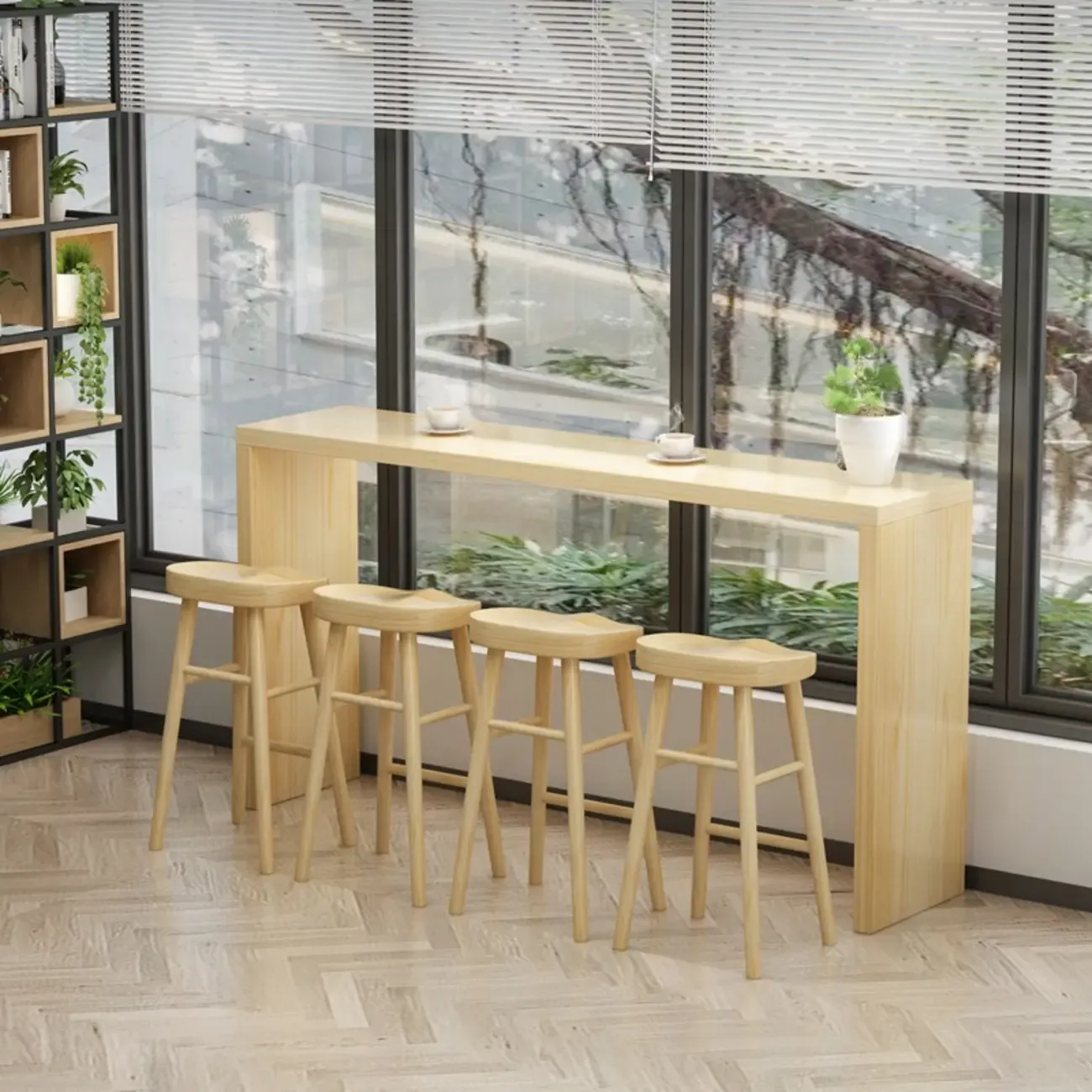 Scandinavian Solid Wood Pub Table Rectangle 4 Seats