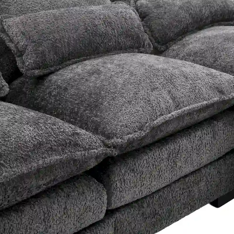 110.63 Modern U-Shaped Chenille 4 Seater Sectional Sofa with Double Cushions, 2 Chaise and High-Density Foam