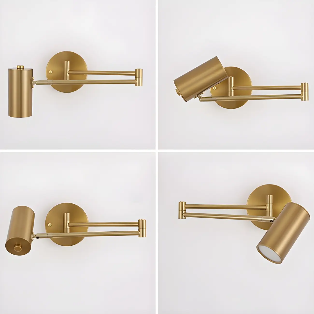 1-Light Cylindrical Metal Arm Swing Wall Light