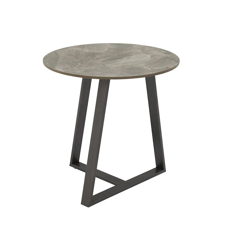 Jurmala Glossy Sintered Stone with Grey Metal Base End Table by iNSPIRE Q Modern