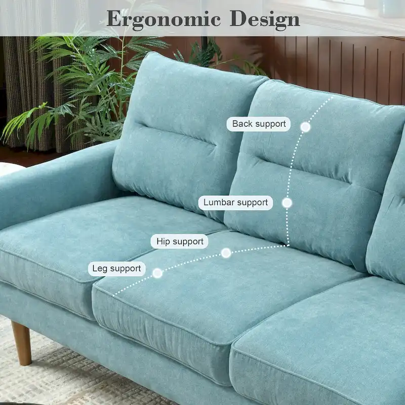 Brown Faux Leather 3-Seater Sofa with Wood Legs