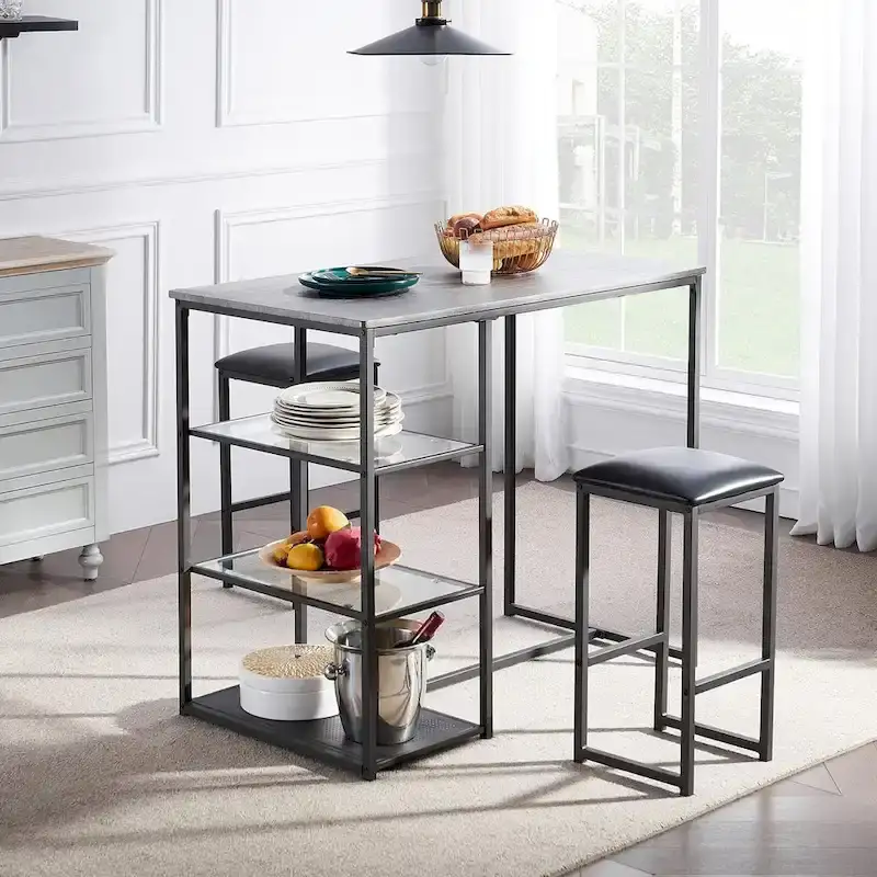 VECELO 3-Pieces Counter Dining Table Set