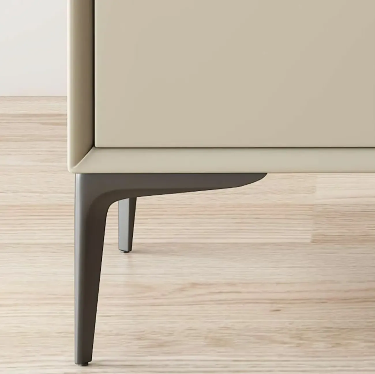 Modern Apricot Faux Leather Wood 2-Drawer Nightstand