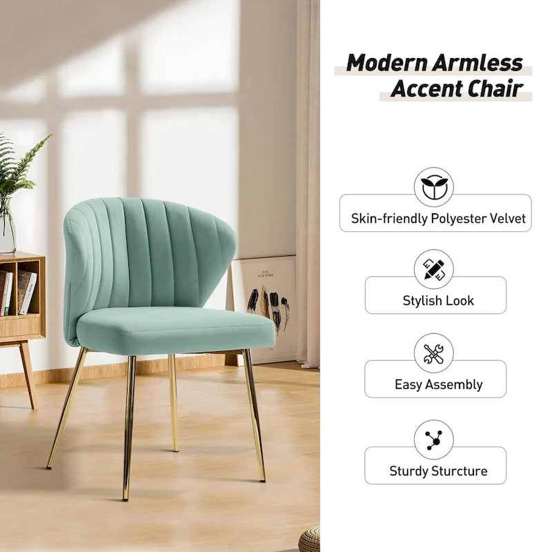 Barbara Side Chair with Metal Base Set of 4 by HULALA HOME