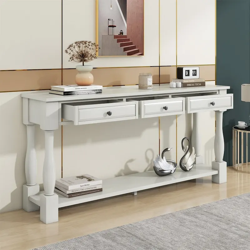 Merax 64 Long Extra-thick Console Table with Drawers and Shelf