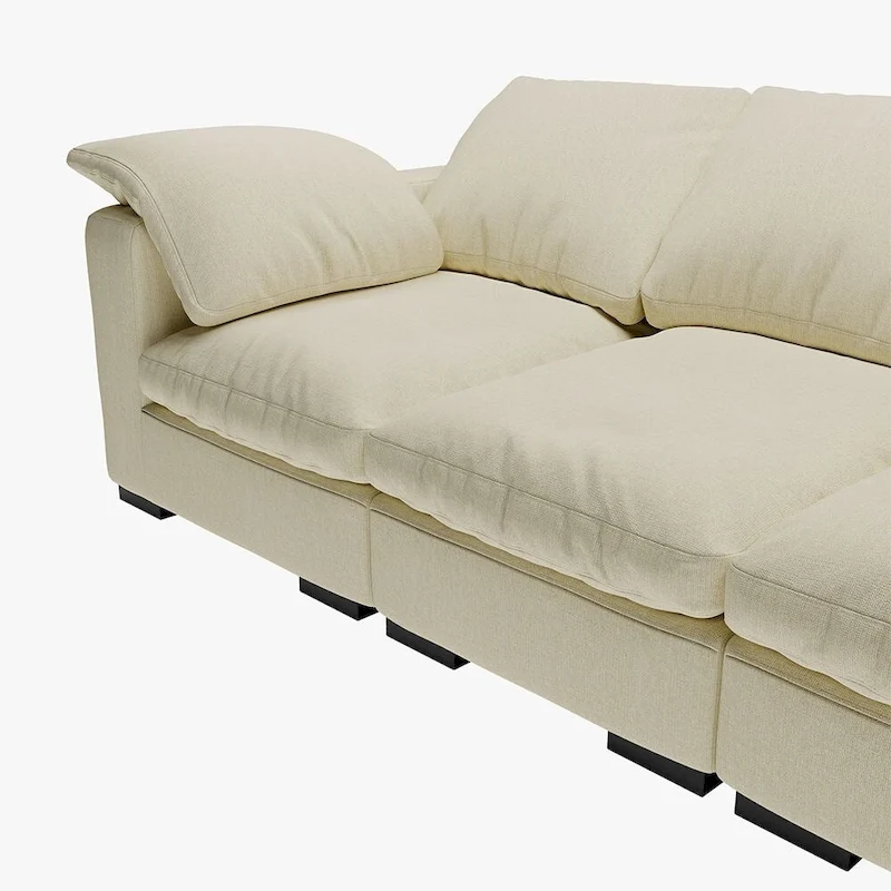 86.61  Modern Farmhouse Deep 3-Seater Sofa, Track Arm Couch, Linen Fabric Sofa