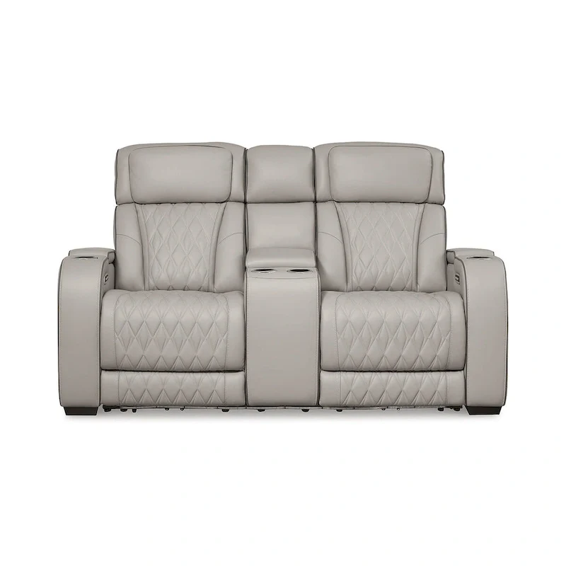 Signature Design by Ashley Boyington Gray Power Reclining Loveseat with Console - 75W x 40D x 44H