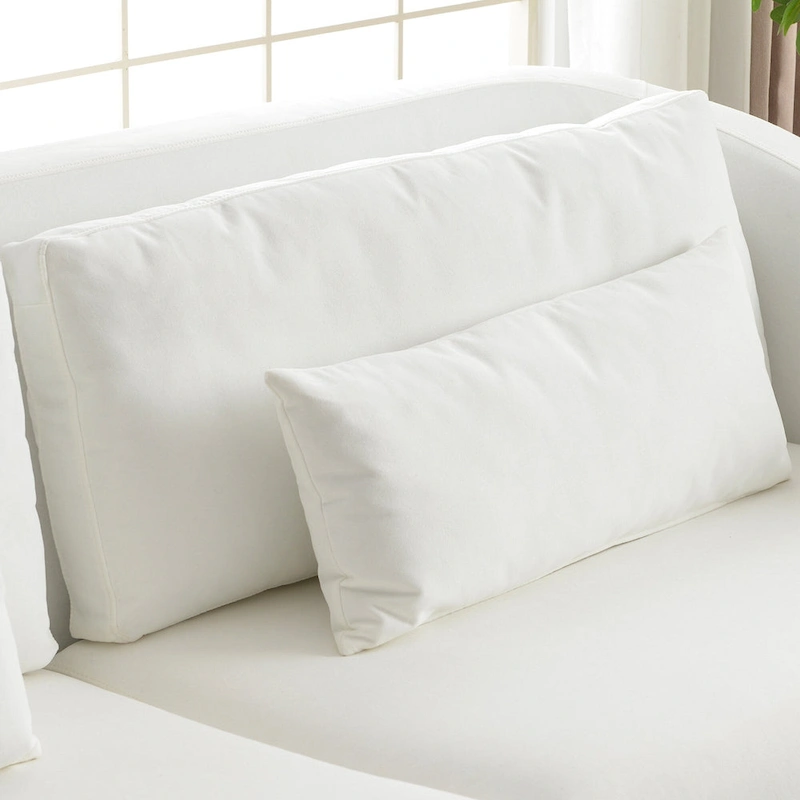 KINWELL 3-Seater Linen Slipcovered Sofa with 4 Pillows and Skirt, 90W