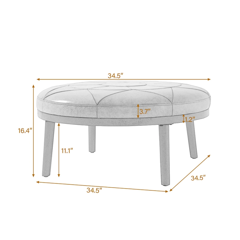 34.5 W Full-Grain Genuine Italian Leather Ottoman Set of 2