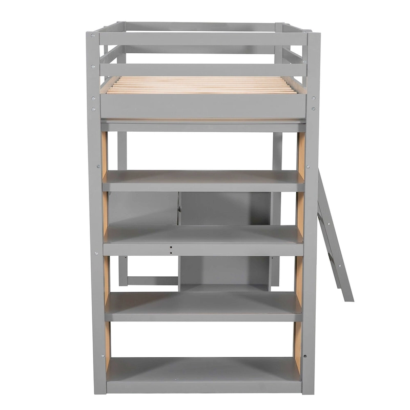 Loft Bed with Desk and Shelves