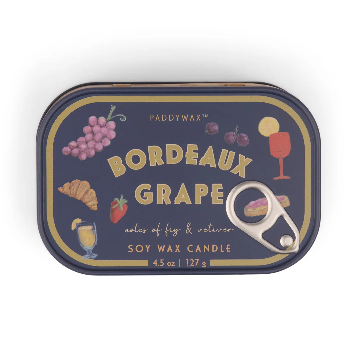 Paddywax Bistro  Grapes Printed Tin Candle - Bordeaux Grape 4.5oz/127g