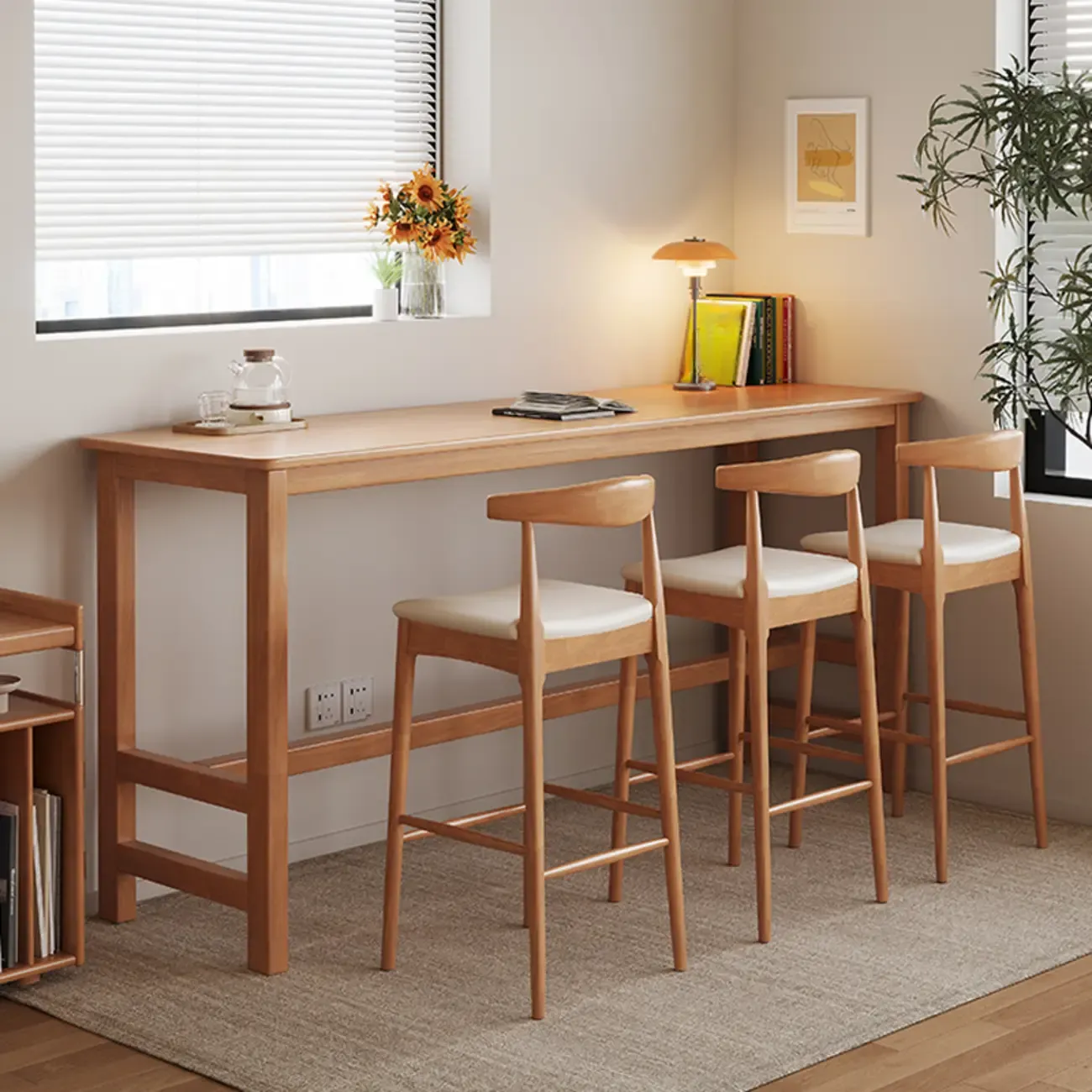 Modern Rubberwood Bar Tables with Trestle Base