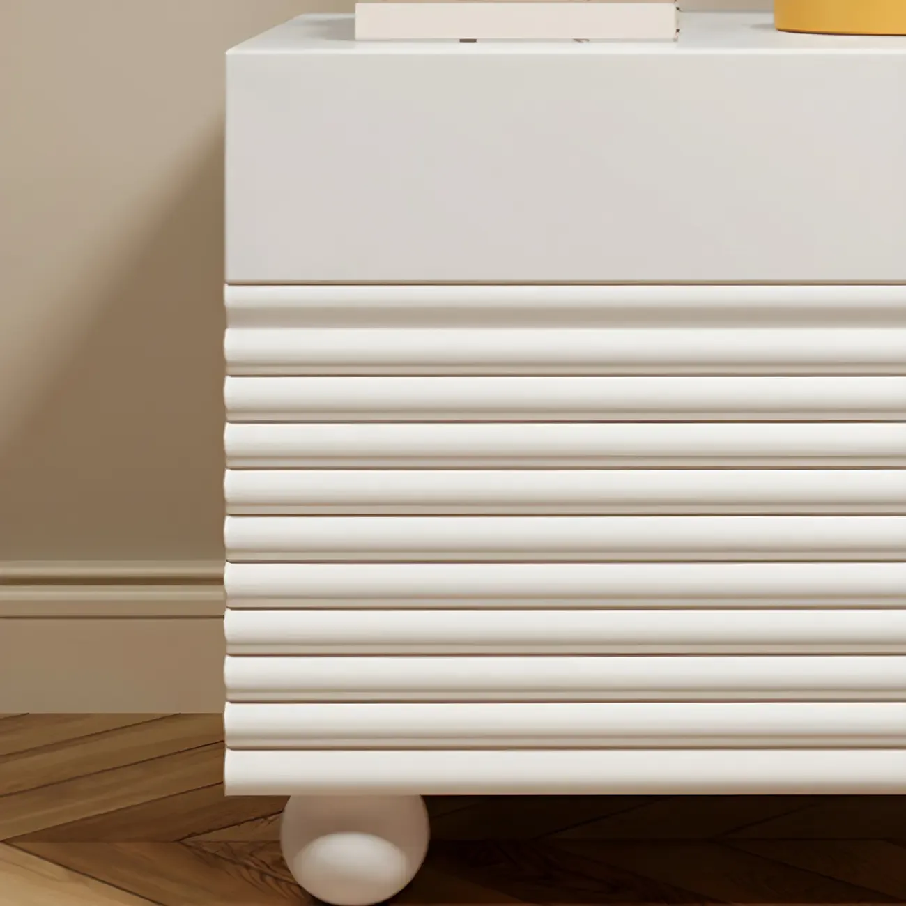 Princess Rectabgular White Wood Nightstand with 2 Drawers