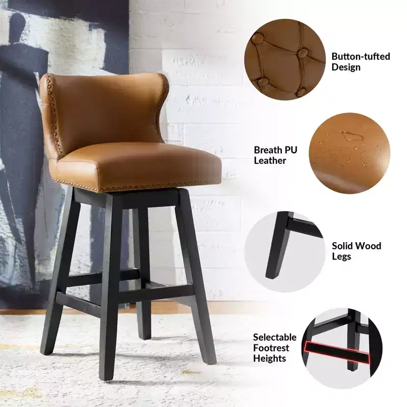 Johannes Swivel Bar & Counter Stool Set of 2|HULALA HOME