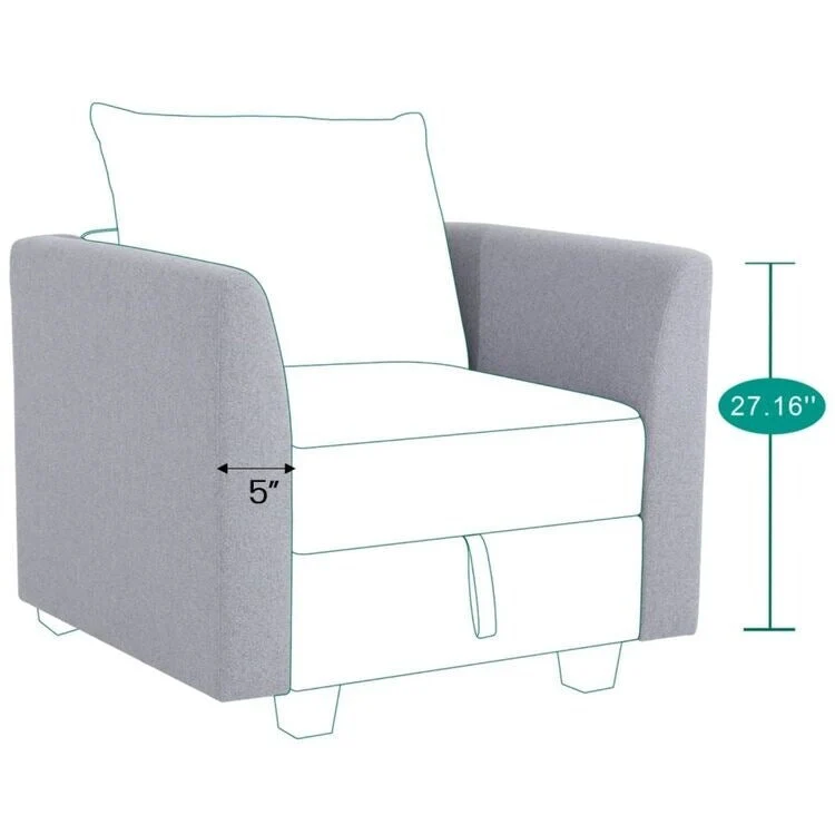 Modern DIY Convertible Modular Sectional Ultimate Sofa Collection - Optional Ottoman Middle and Armrest Modules