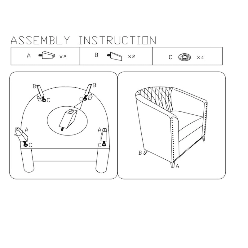 Accent Barrel Chair Living Room With Nailheads And Solid Wood Legs