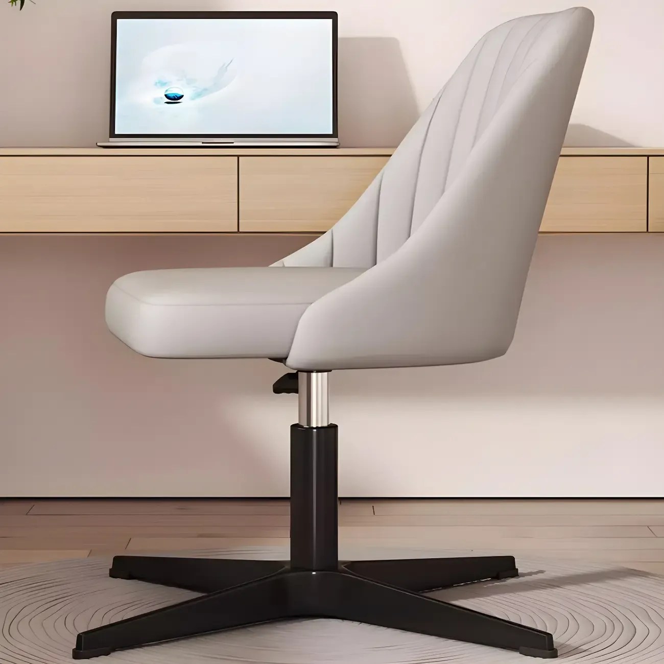 Modern Beige Adjustable Swivel Office Chair