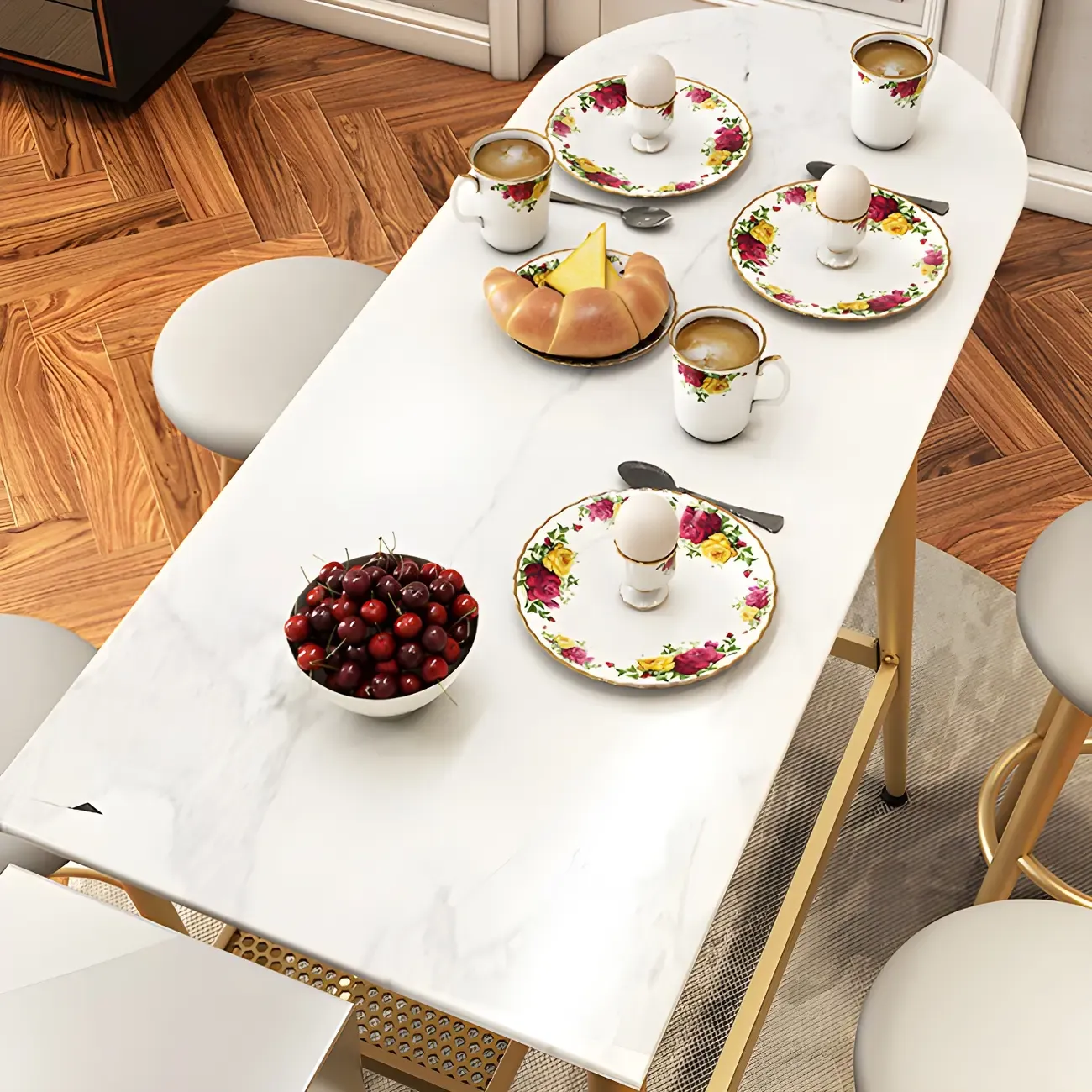 Glam Stone Gold Metal Bar Height Table