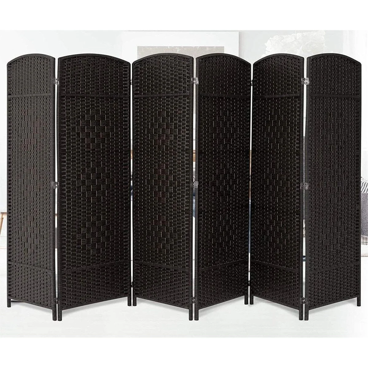 Room Divider 6 FT Tall Weave Fiber Freestanding Privacy Screen Folding Screen