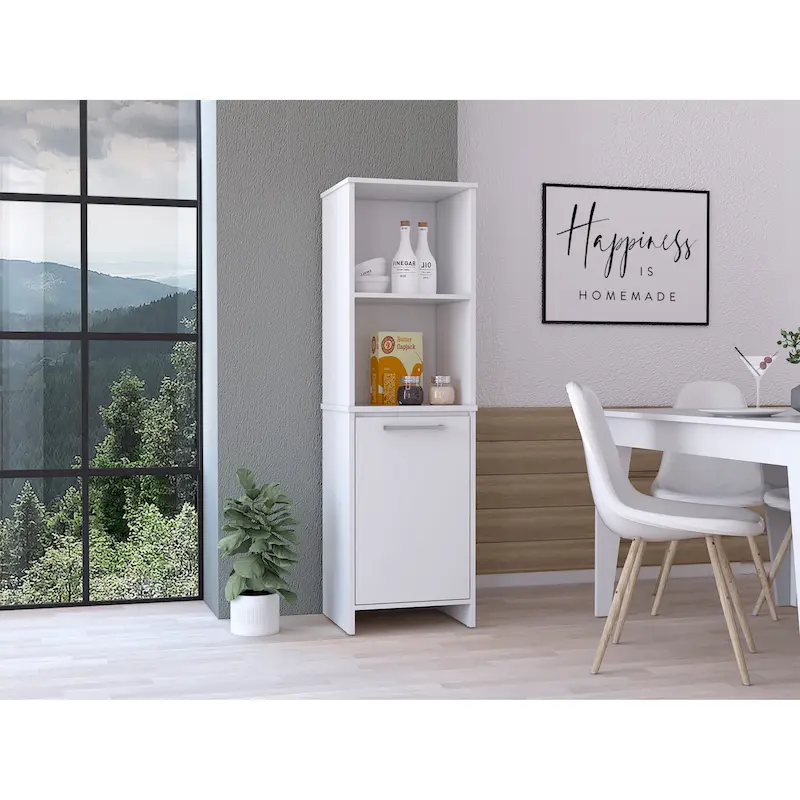 FM Furniture Danforth Pantry Cabinet, Single Door Cabinet, Four Shelves