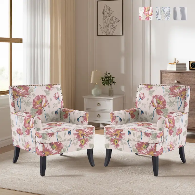 Armchair Accent Chairs with Nailhead Trim Set of 2