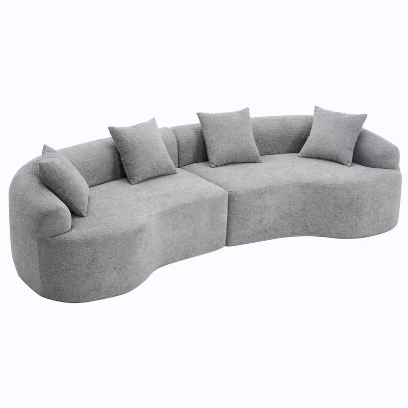 Luxury Chenille Fabric Sofa,4 Seater Modular Curved Sectional Couch