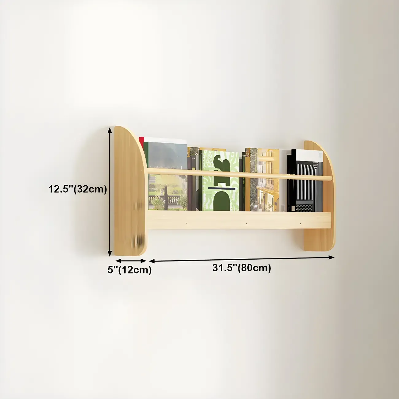 Modern Slim Wood Wall-Mounted Bookshelf