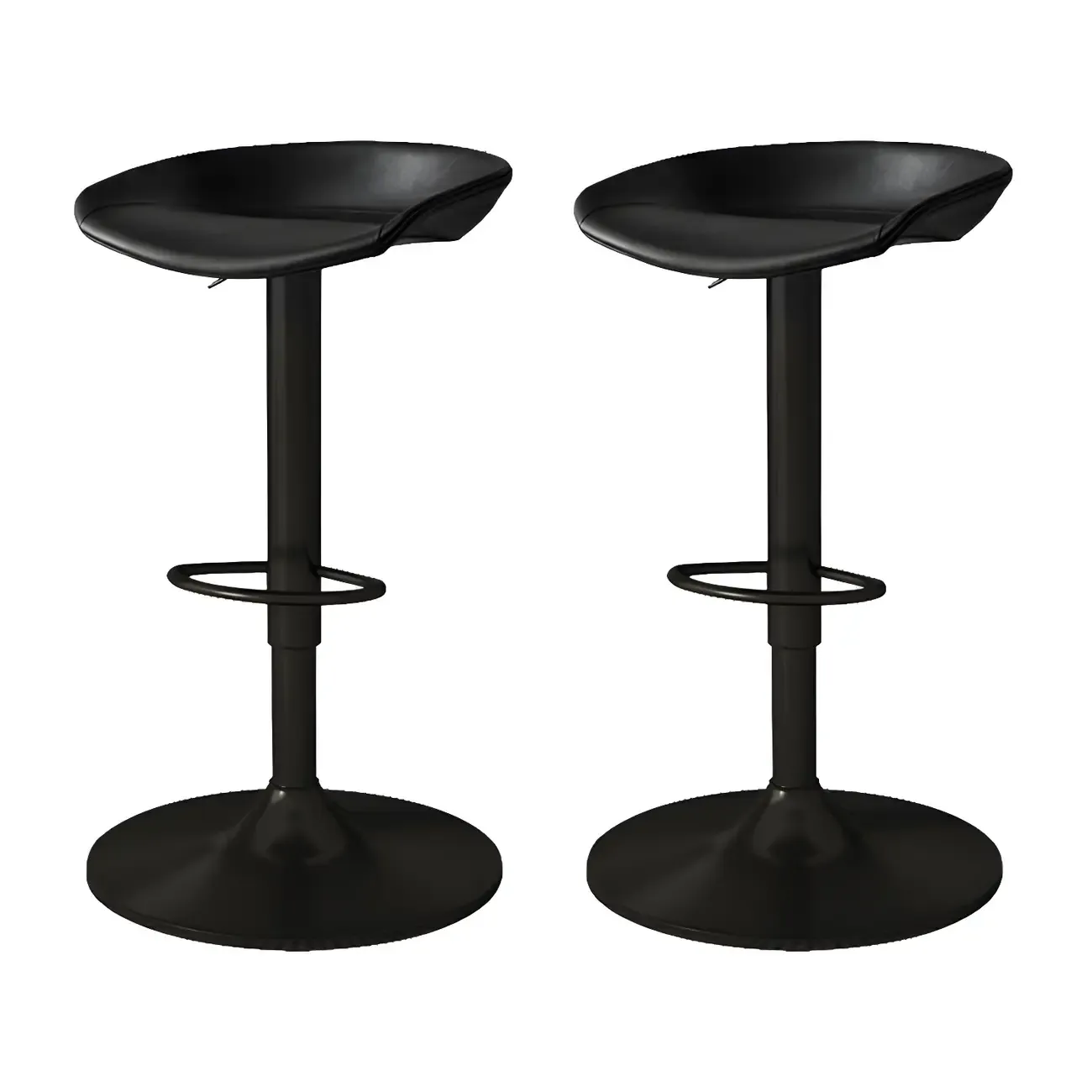 Modern Leather Black Pedestal Swivel Adjustable Bar Stool