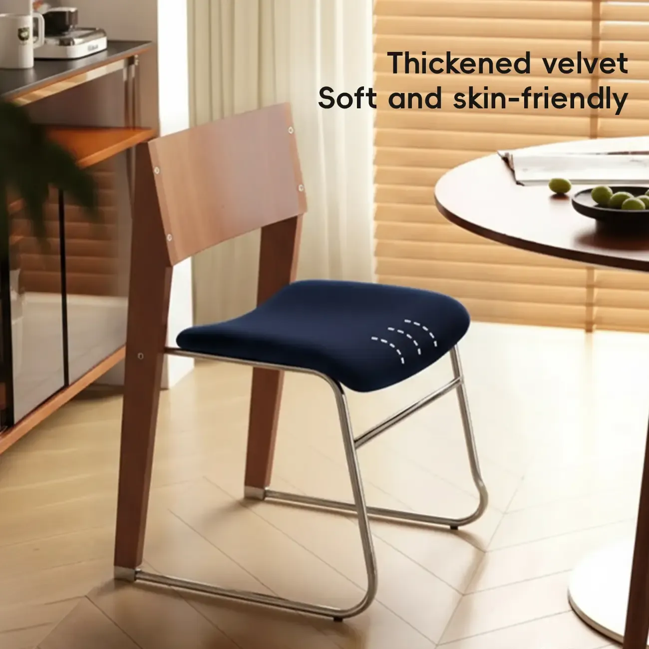 Modern Wood Velvet Open Back Armless Dining Chair Set of 2