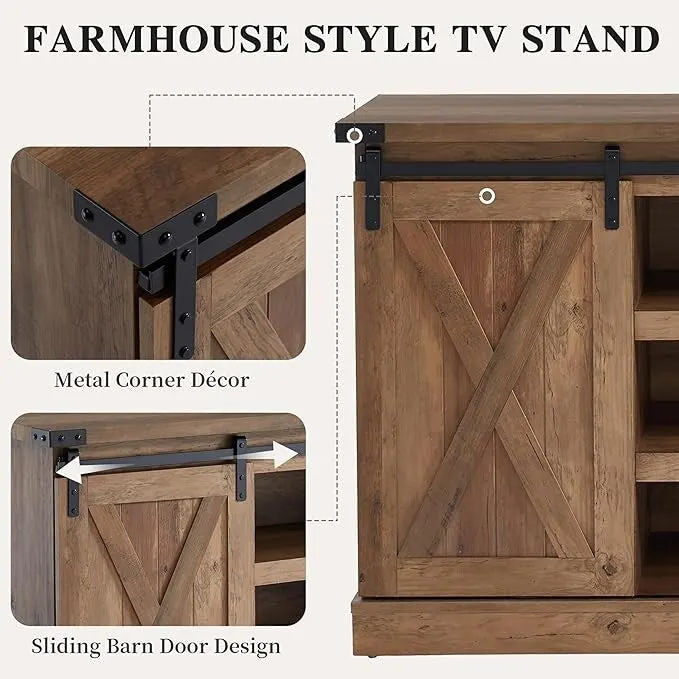 Wood Media Console TV Stand Entertainment Center