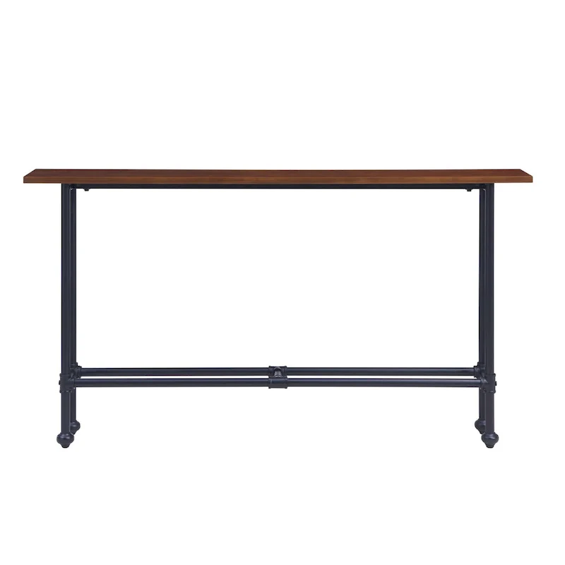 Espresso Wood Rectangular Console Table with Black Metal Base - 56 L x 8 W x 30 H