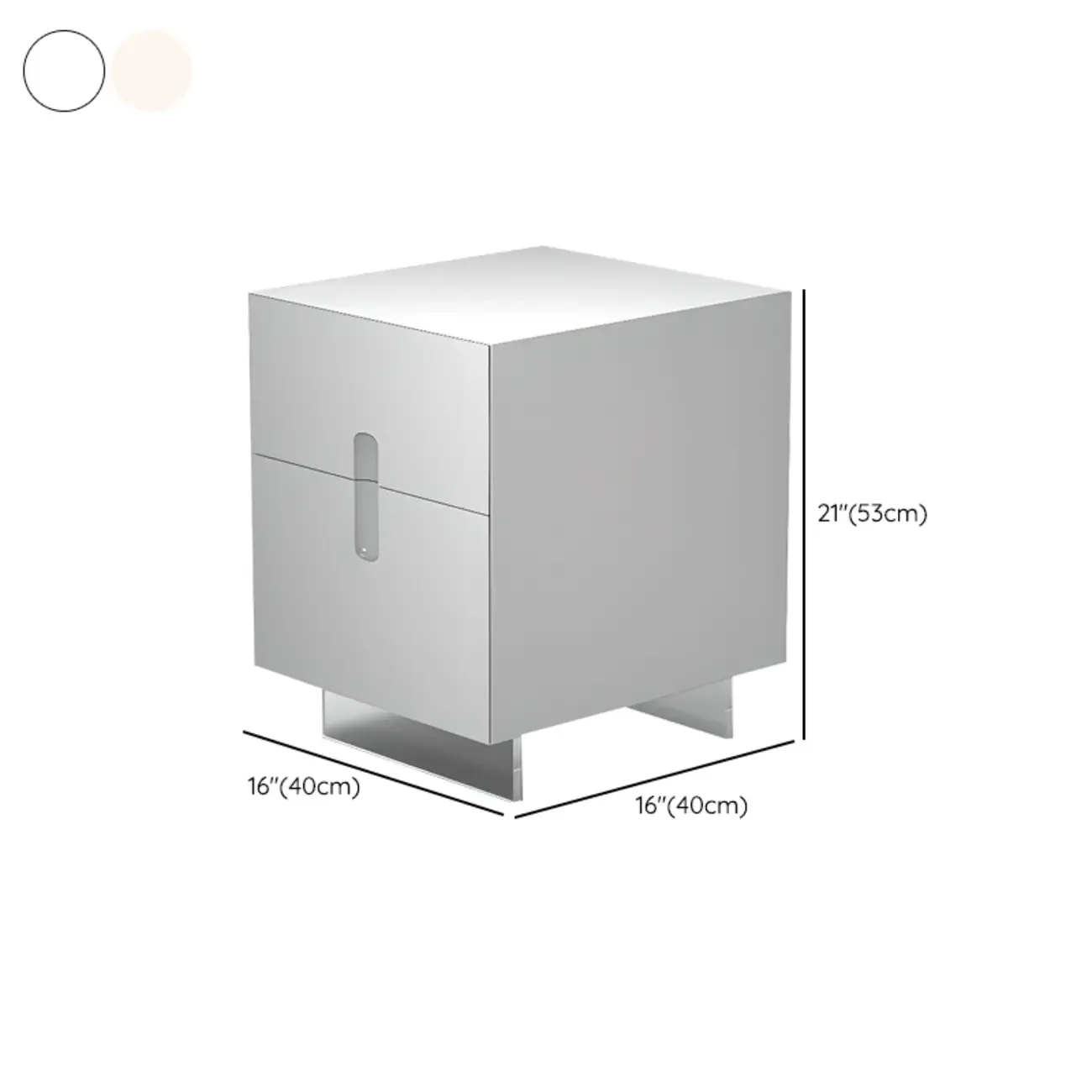 Modern White Wood Clear Base 2-Drawer Nightstand