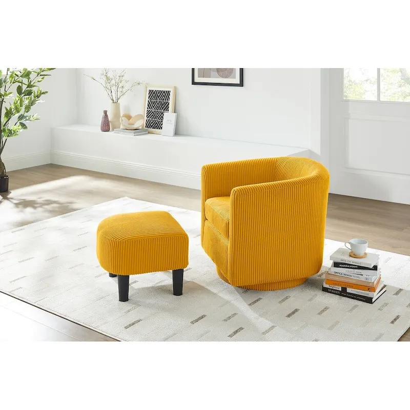 Swivel Accent Single Sofa Chair with Ottoman