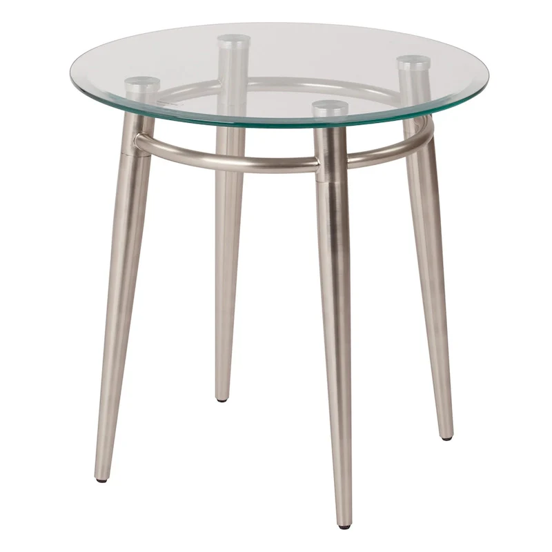 Mid Century Brooklyn Round Top Glass End Table