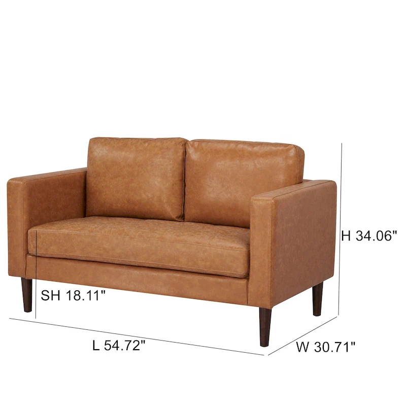 Tufted Faux Leather Loveseat Sofa, 2-Seat, Grey / Camel / Black / Green