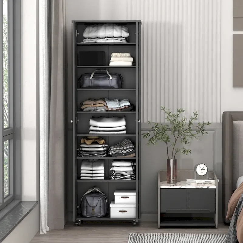 70.9Armoires Wardrobe Closet Storage Cabinet Shoe Cabient White/Black